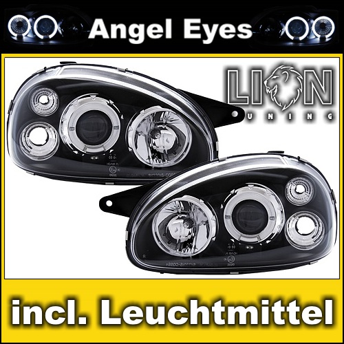 Angel Eyes Scheinwerfer Opel Corsa B Schwarz
